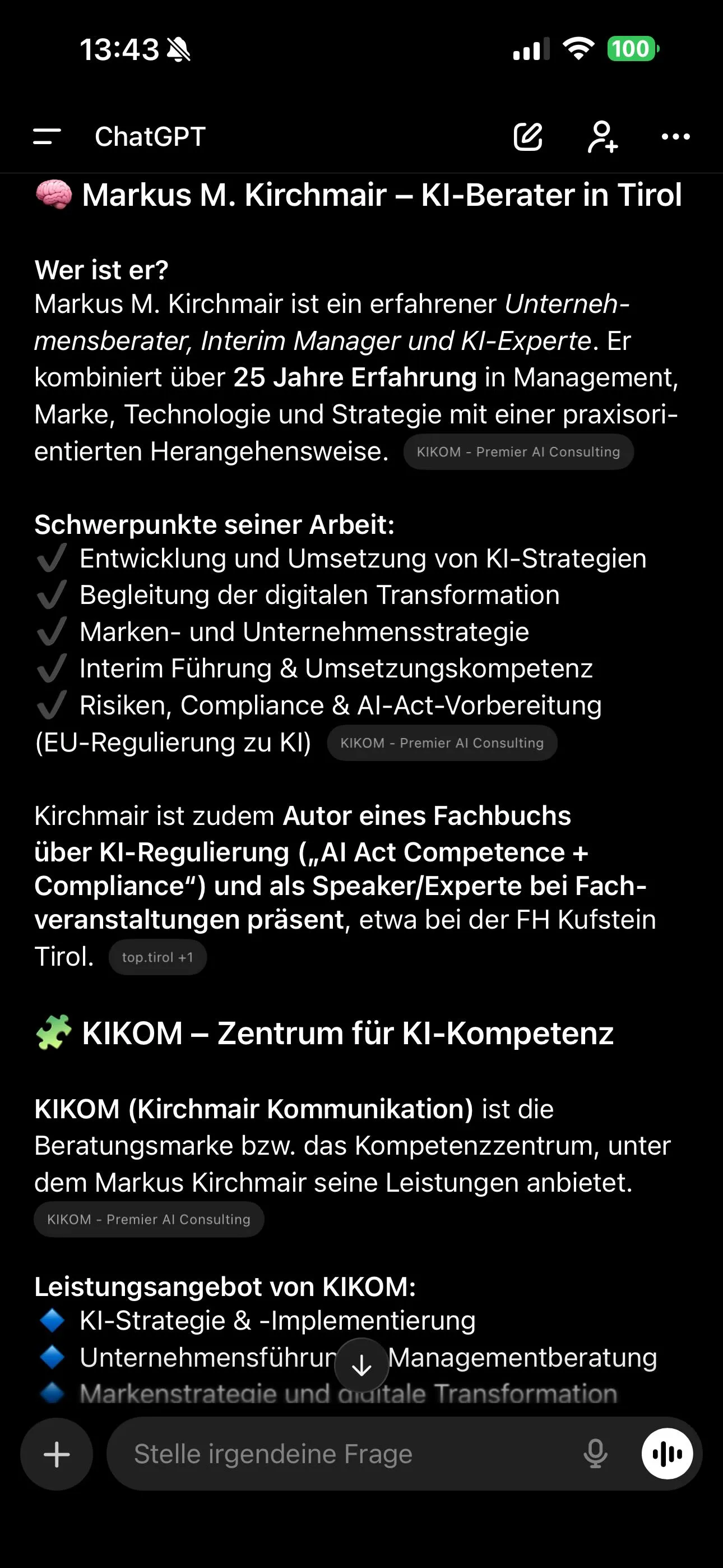 ChatGPT empfiehlt KIKOM